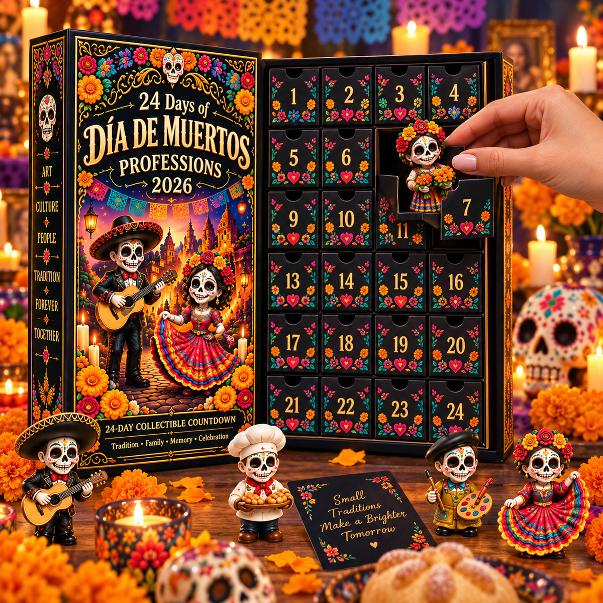 24 Días de Día de Muertos: Calendario Coleccionable de Profesiones