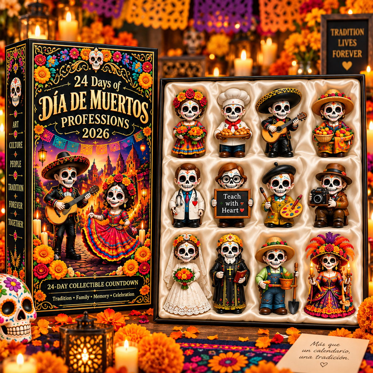 24 Días de Día de Muertos: Calendario Coleccionable de Profesiones