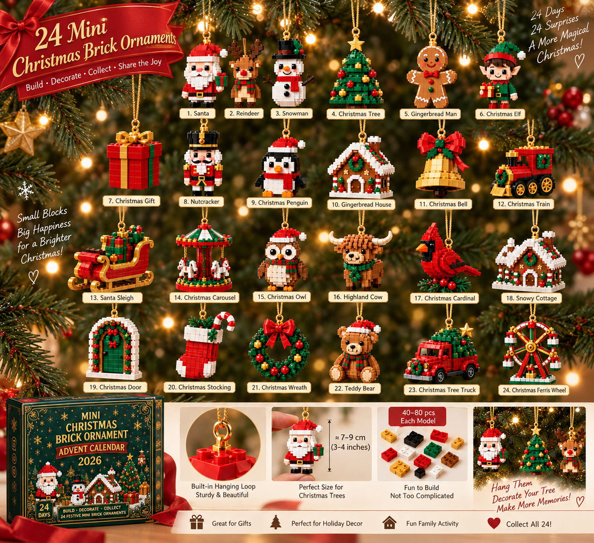 🎄 24-Day Mini Christmas Ornament Advent Calendar