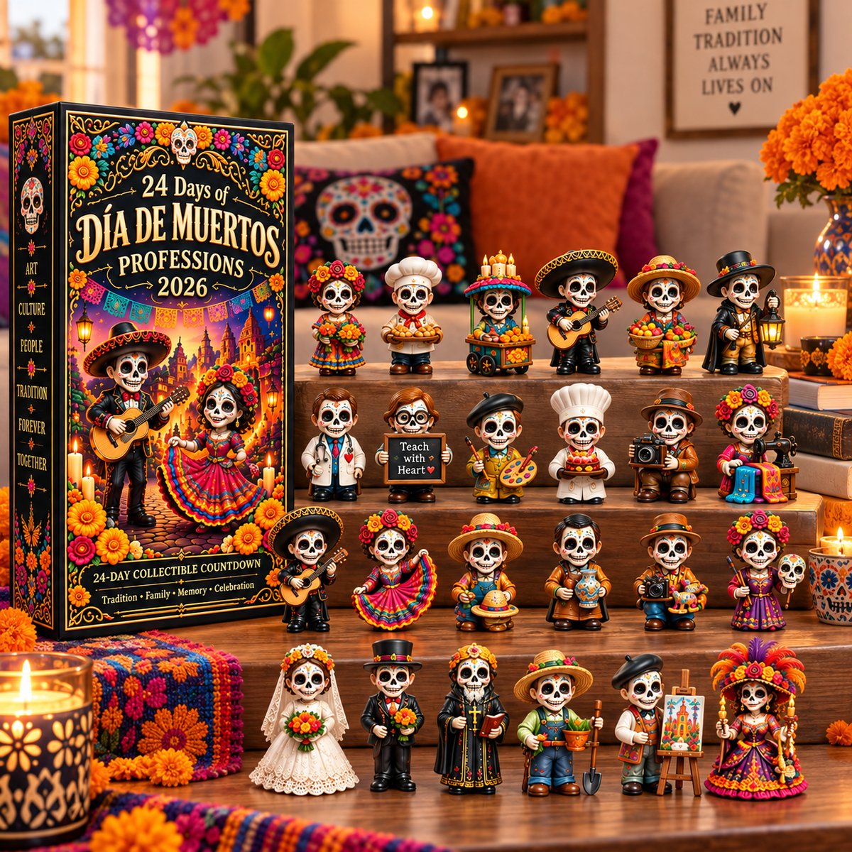 24 Días de Día de Muertos: Calendario Coleccionable de Profesiones